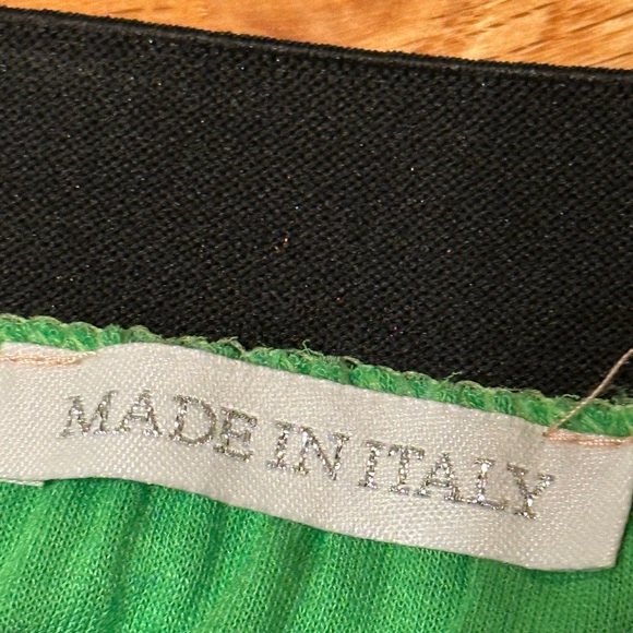 Made in Italy Green pleated skirt with gold elastic waist. One size. New w/tags - Picture 4 of 12
